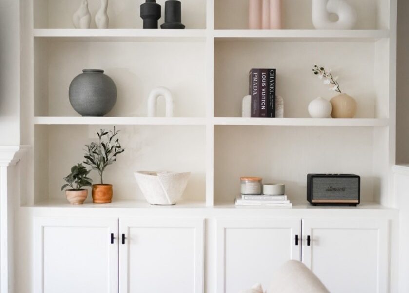 Completed DIY Built-in Bookshelves