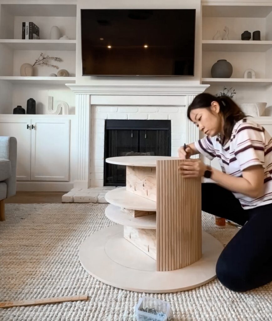 DIY fluted coffee tables.