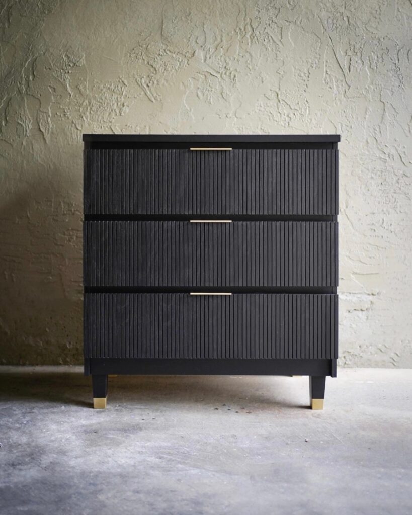 Black Fluted IKEA Malm Dresser Hack.