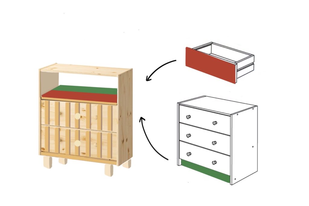 IKEA Rast Dresser Hack building top shelf